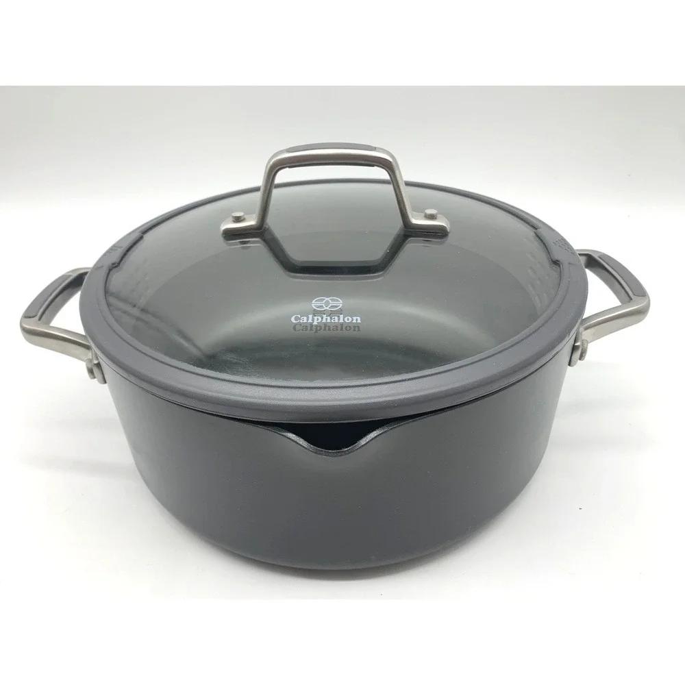 Calphalon Hard Anodized Dutch Oven 5 Qt 8785 with Glass Straining Lid Nonstick